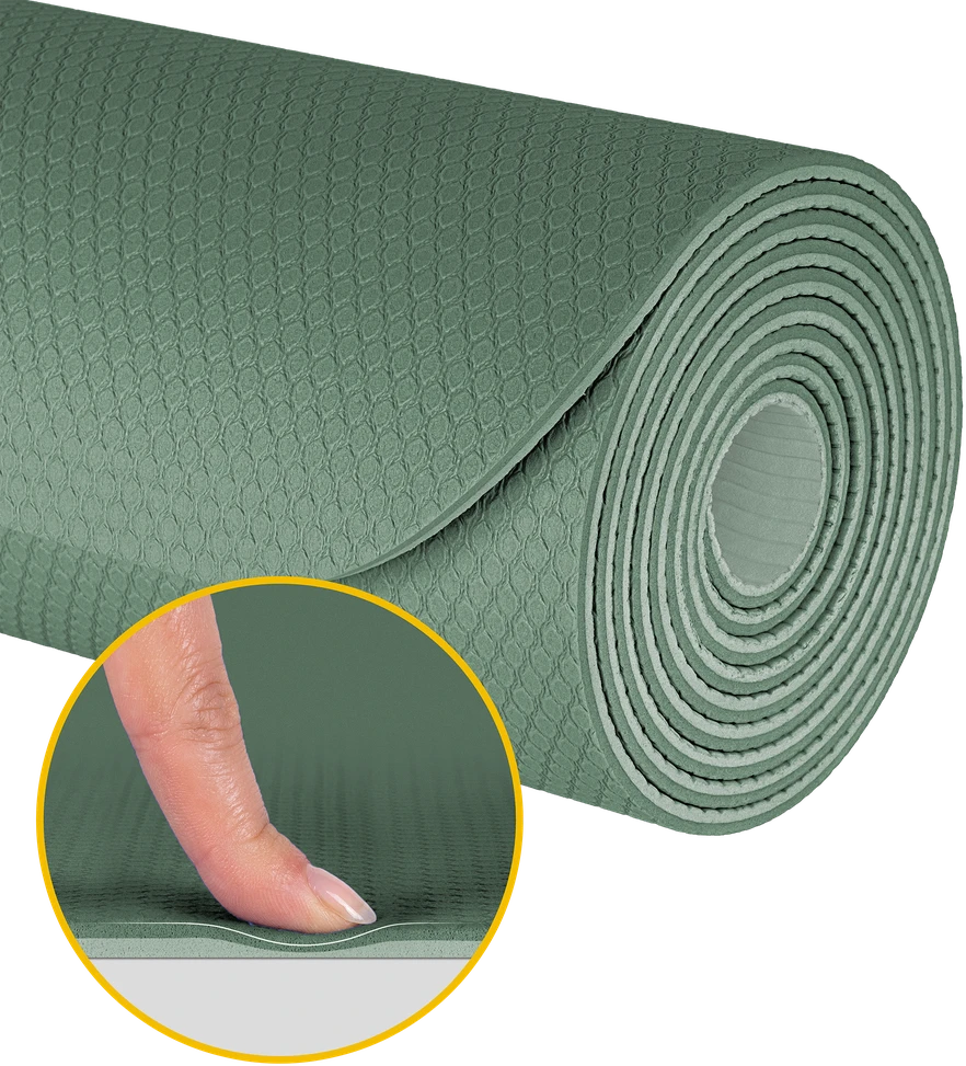 Mata Gimnastikos kilimėlis jogai, pilatesui, fitnesui, 183x61cm, 4mm storio, TPE medžiaga, žalias, REBEL ACTIVE