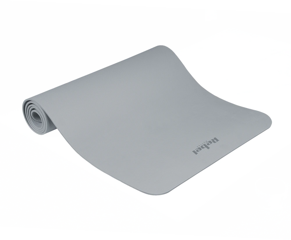 Mata Gimnastikos kilimėlis jogai, pilatesui, fitnesui, 183x61cm, 6mm storio, TPE medžiaga, pilkas, REBEL ACTIVE
