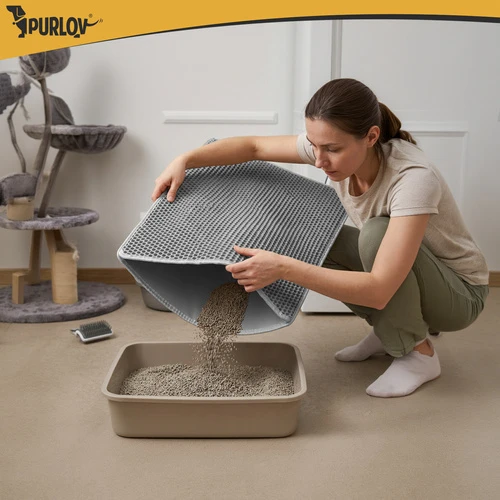 Litter box mat 75x55cm - pilka Purlov