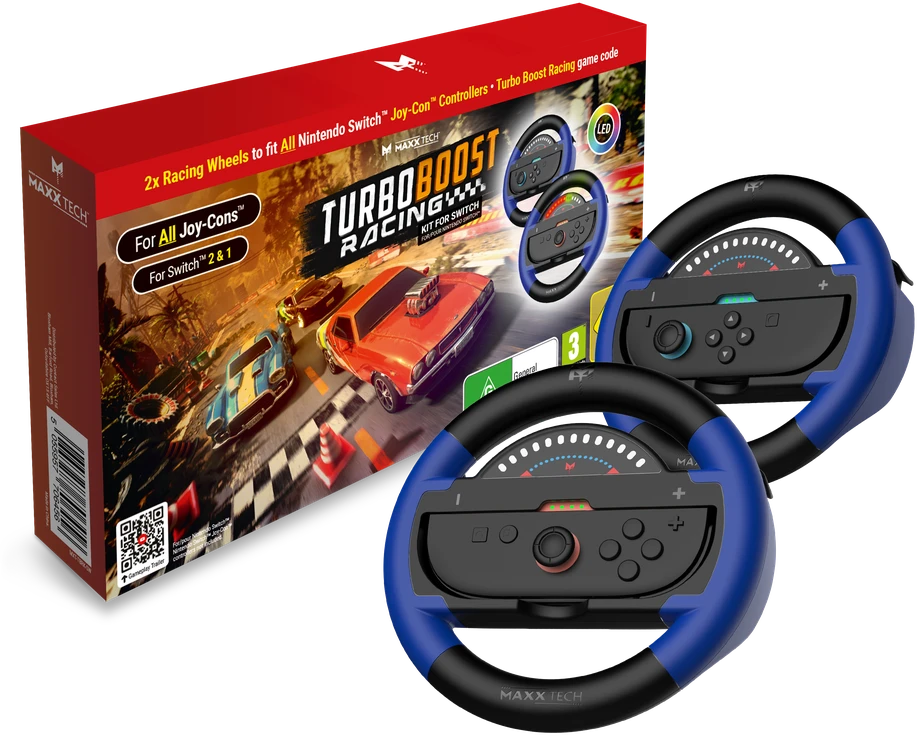 „Maxx Tech“ – „Turbo Boost“ lenktynių rinkinys – „Nintendo Switch 1“ ir „2“ – „Nintendo Switch 2“