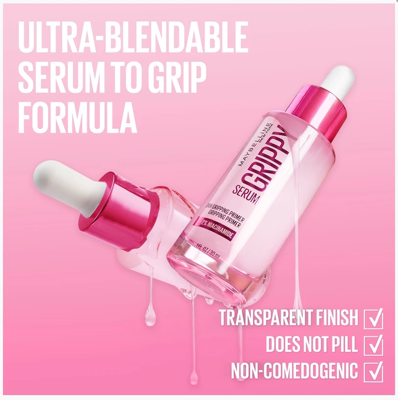 Maybelline Grippy Serum Makeup Gripp Primer lengva gaivinanti ir drėkinanti makiažo bazė, 30 ml