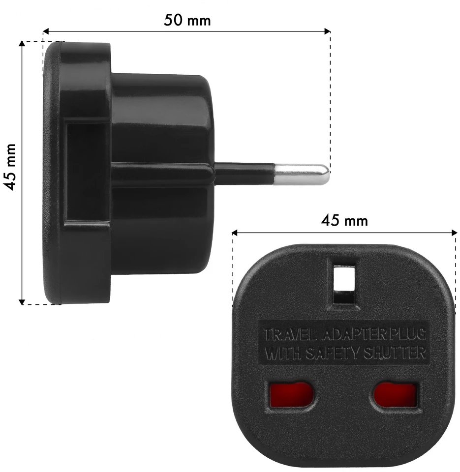 MACLEAN MCE72 Maclean MCE72 Plug Adapteris UK to EU juodas