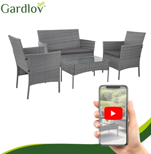 Antracito spalvos rotango sodo baldai Gardlov 26907