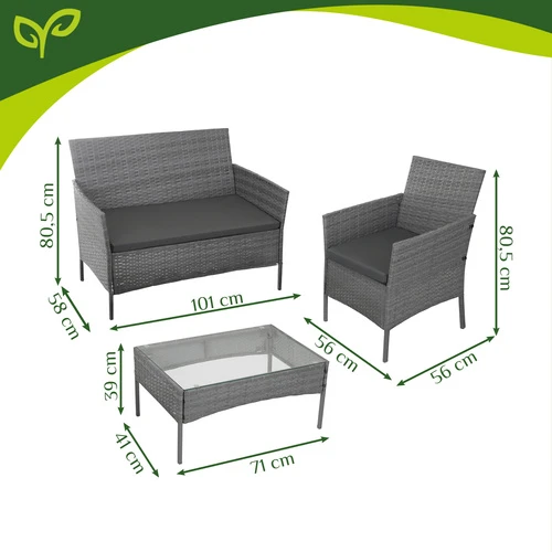 Antracito spalvos rotango sodo baldai Gardlov 26907