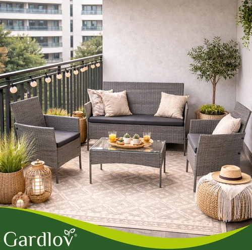 Meble ogrodowe technorattanowe antracito Gardlov
