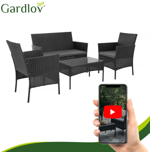 Juodas rattan garden furniture Gardlov 26908