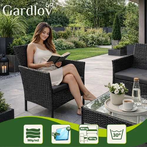Juodas rattan garden furniture Gardlov 26908