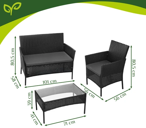 Juodas rattan garden furniture Gardlov 26908
