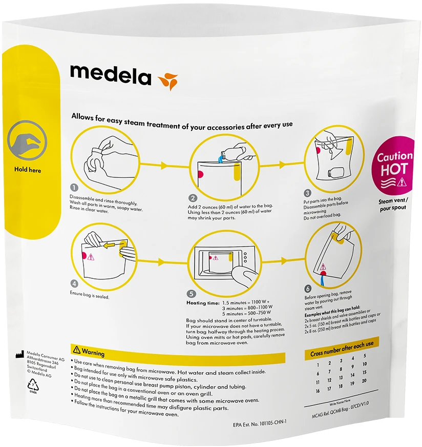 „Medela“ – greito valymo maišeliai mikrobangų krosnelei – 5 vnt.