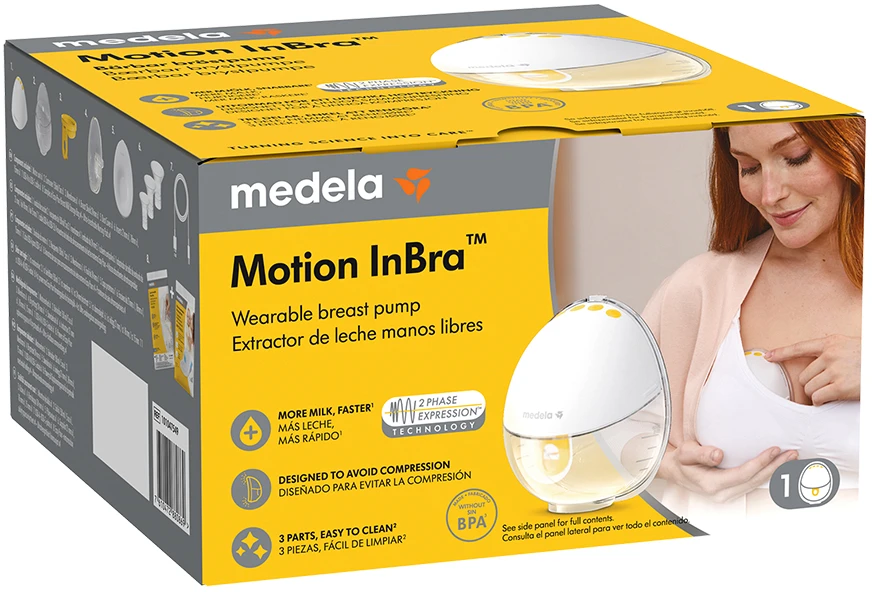 „Medela Motion InBra“ nešiojamas krūties pompa – elektrinė – 24 mm krūties apsauga su papildomais silikoniniais įdėklais (15 mm, 18 mm, 21 mm)