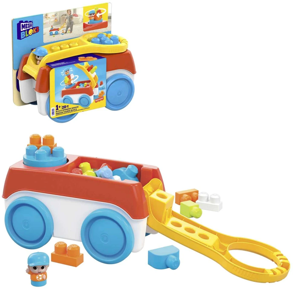 Mega Bloks rinkinys „Vagonas su ratukais ir statymo pagrindu“