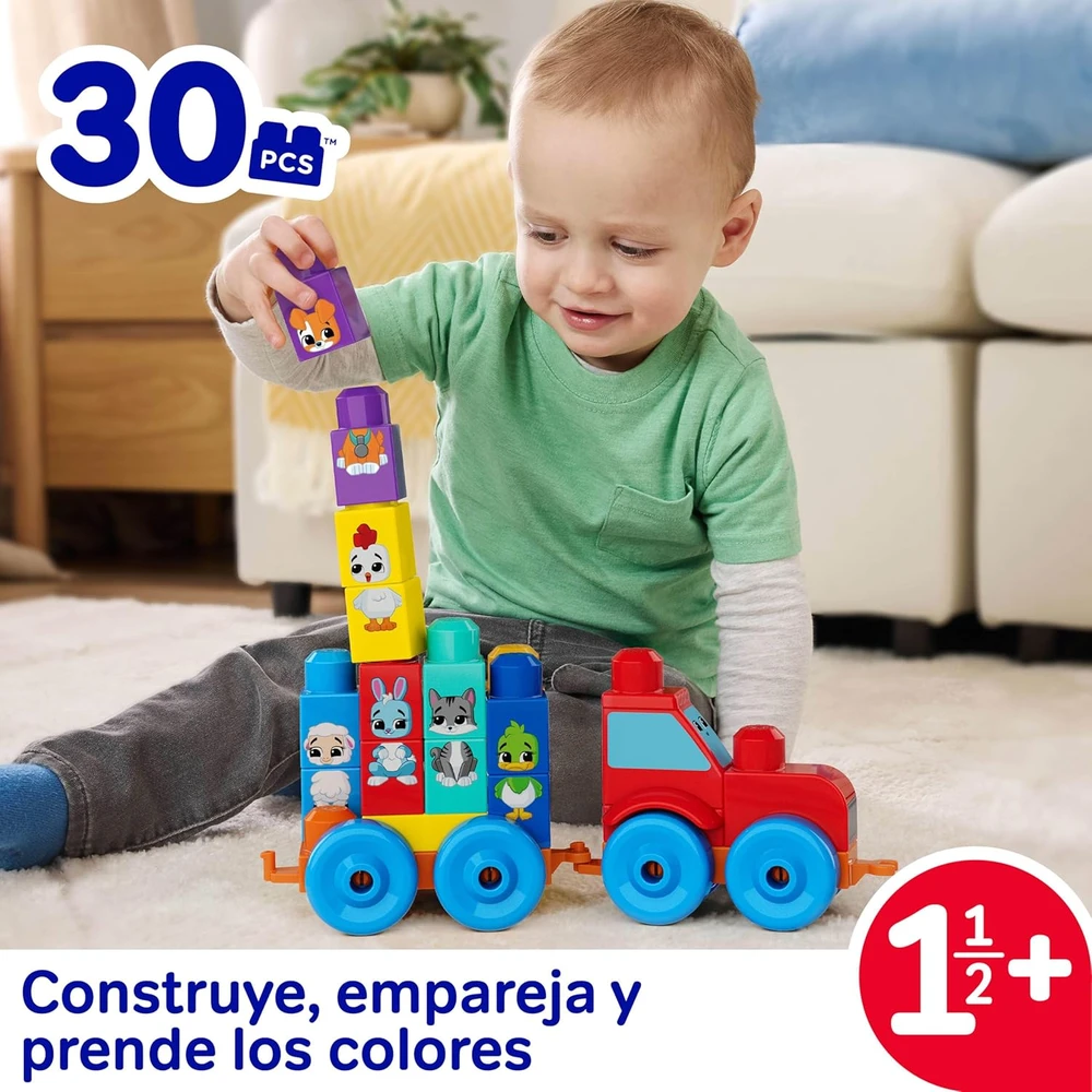 Mattel MEGA BLOKS konstruktorius – traktorius su gyvūnėliais (JKG33)