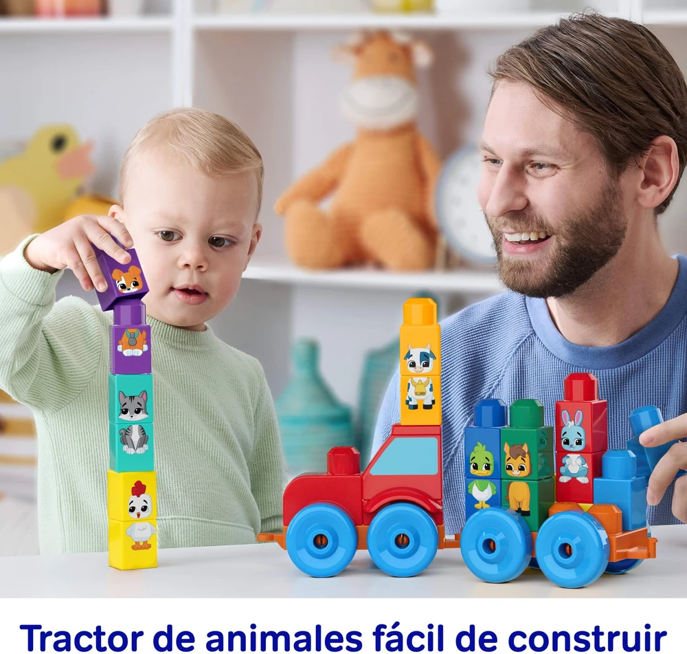 Mattel MEGA BLOKS konstruktorius – traktorius su gyvūnėliais (JKG33)