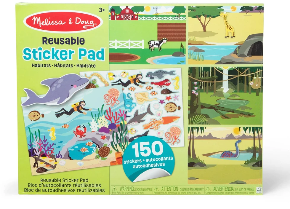 MELISSA & DOUG Daugkartinio naudojimo lipdukų knygelė „Gyvūnai ir jų namai“