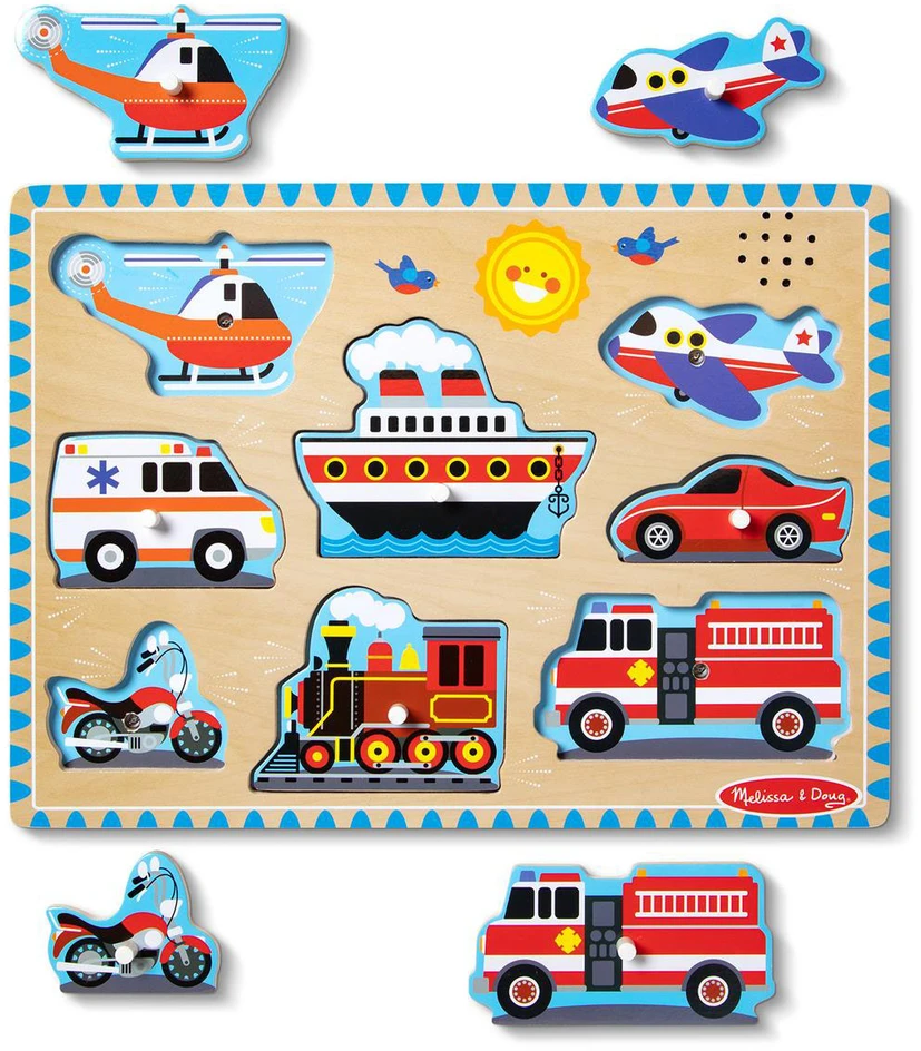 Melissa Doug - Garso dėlionės transporto priemonės (806134)