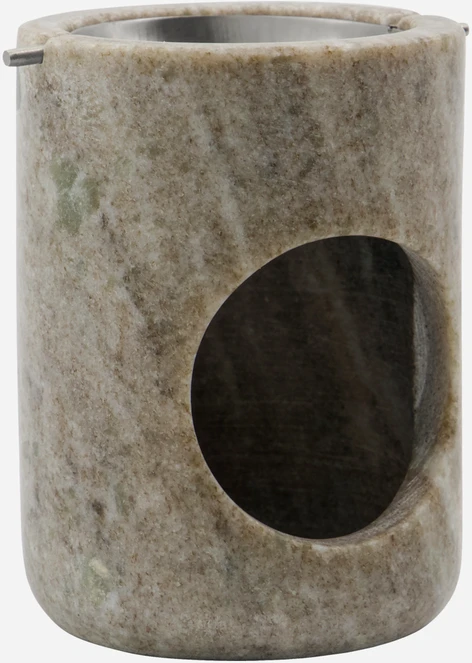 Meraki - Aliejaus degiklis - MKMarble rusvai gelsvas - Sidabrinė apdaila - Ilgis: 7,5 cm, Plotis: 7,5 cm, Aukštis: 10 cm