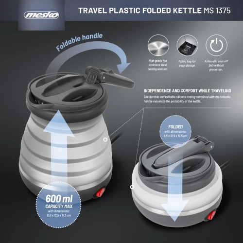 Virdulys Mesko MS 1375 Silicone travel virdulys 0.6L 750W