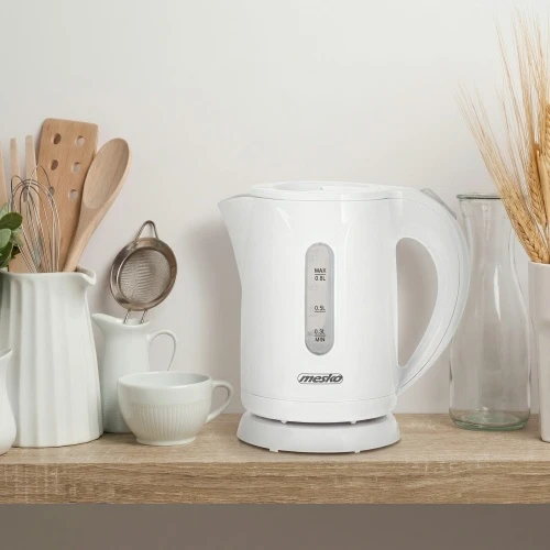 Mesko | Virdulys | MS 1376 | Electric | 850 W | 0.8 L | Plastic | 360° rotational base | Baltas
