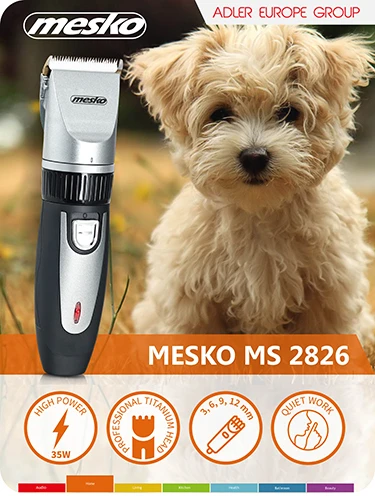 Mesko | Hair clipper for pets | MS 2826 | Corded/ Cordless | Juodas/Sidabrinis