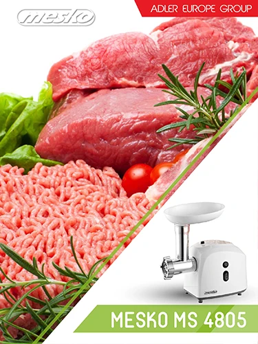 Mėsmalė Mesko | Mesko MS 4805 | Baltas | Middle size sieve, mince sieve, poppy sieve, plunger, sausage filler, kibbe attachment