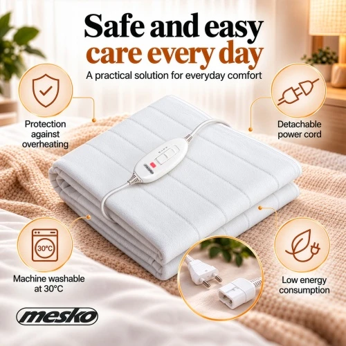 Šildoma antklodė Mesko MS 7419, balta