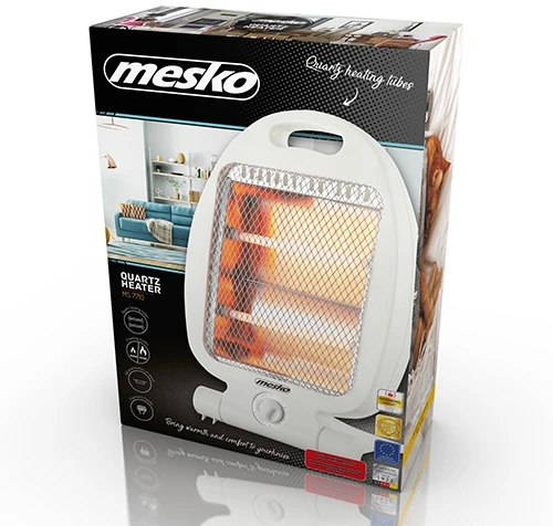 Mesko | Šildytuvas | MS 7710 | Halogeninis šildytuvas | 800 W | Galios lygių skaičius 2 | Baltas