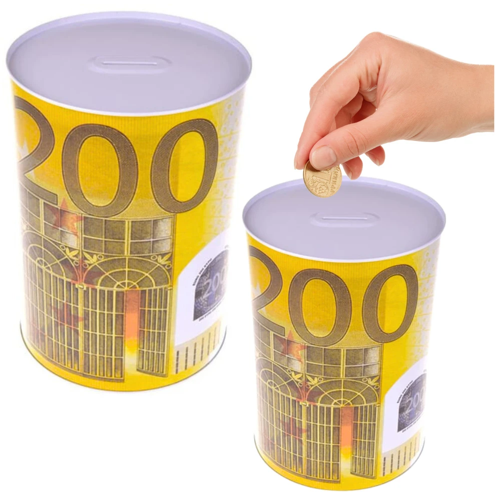 Lean Metalinė taupyklė su 500 eurų banknoto atspaudu, 16,5 x 12 cm