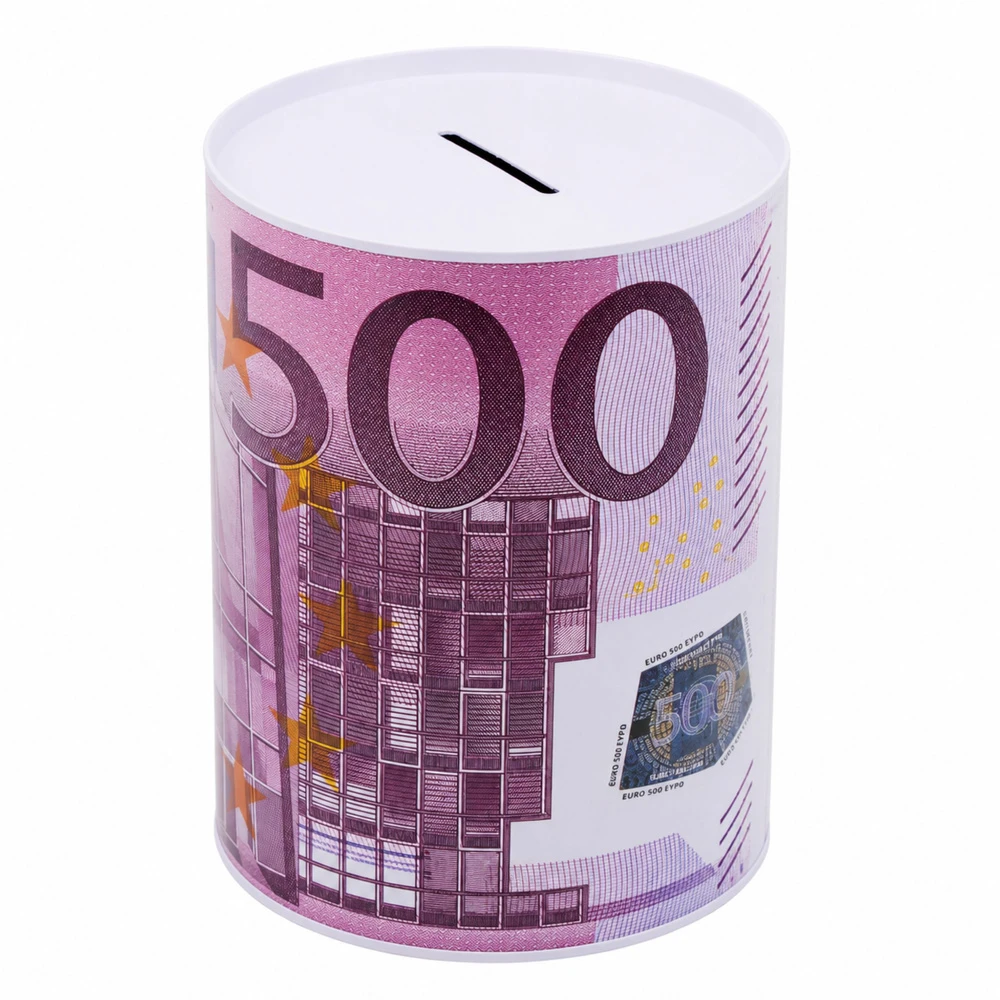 Lean Metalinė taupyklė su 500 eurų banknoto atspaudu, 16,5 x 12 cm