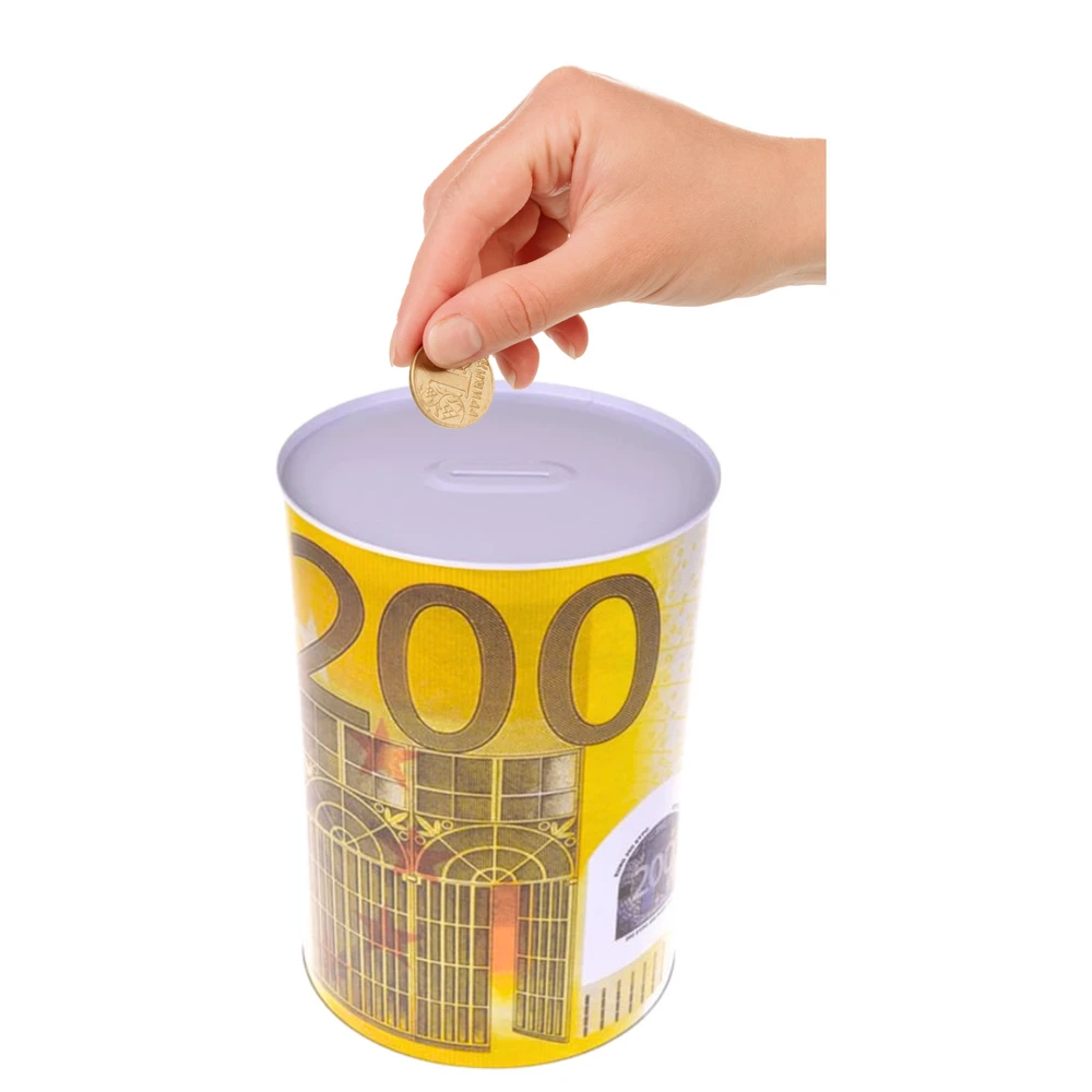 Lean Metalinė taupyklė su 500 eurų banknoto atspaudu, 16,5 x 12 cm