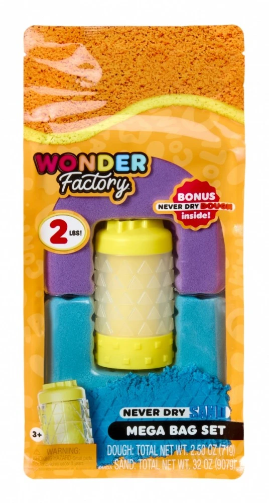 MGA Kinetinio smėlio „Wonder Factory“ niekada nedžiūstančio smėlio maišas, violetinė, turkio spalvos