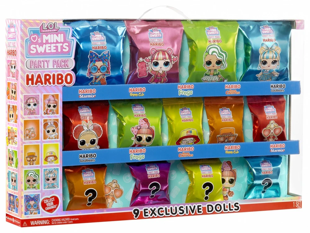 MGA Lėlė Lol staigmena mėgsta mini saldumynus x Haribo vakarėlių rinkinys