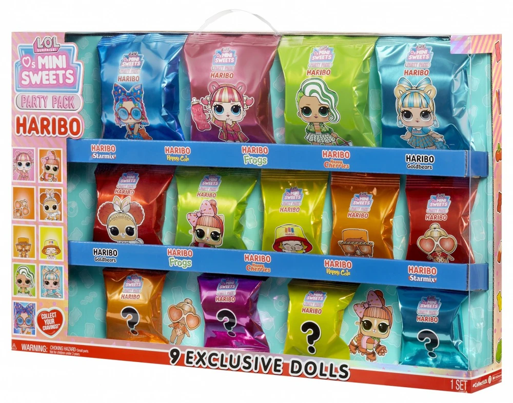 MGA Lėlė Lol staigmena mėgsta mini saldumynus x Haribo vakarėlių rinkinys