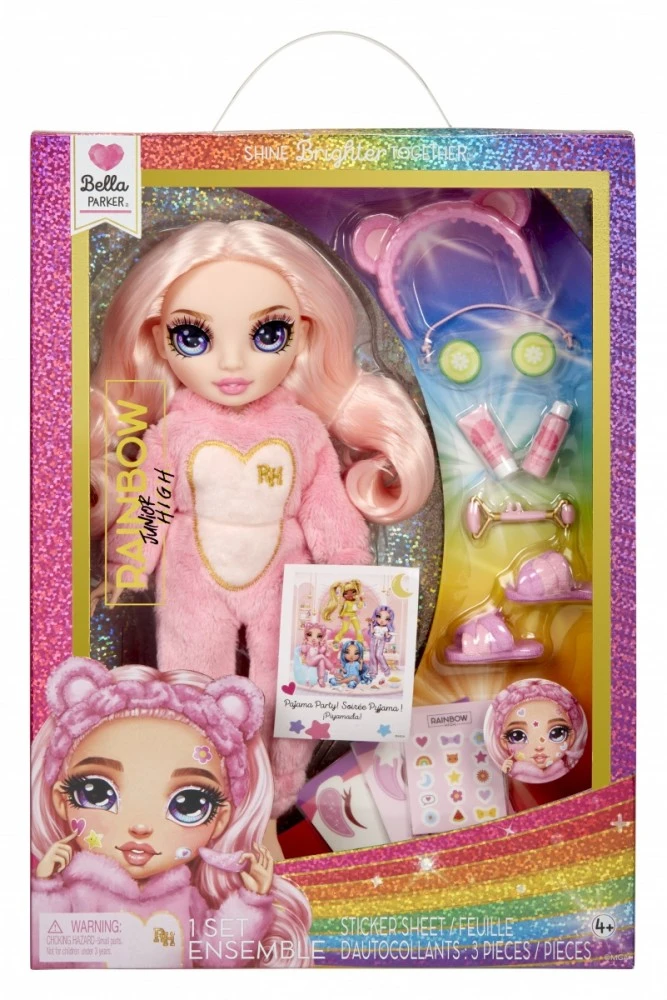 Parker 503675-EUC Junior High mados lėlė Bella PJ Party rožinė