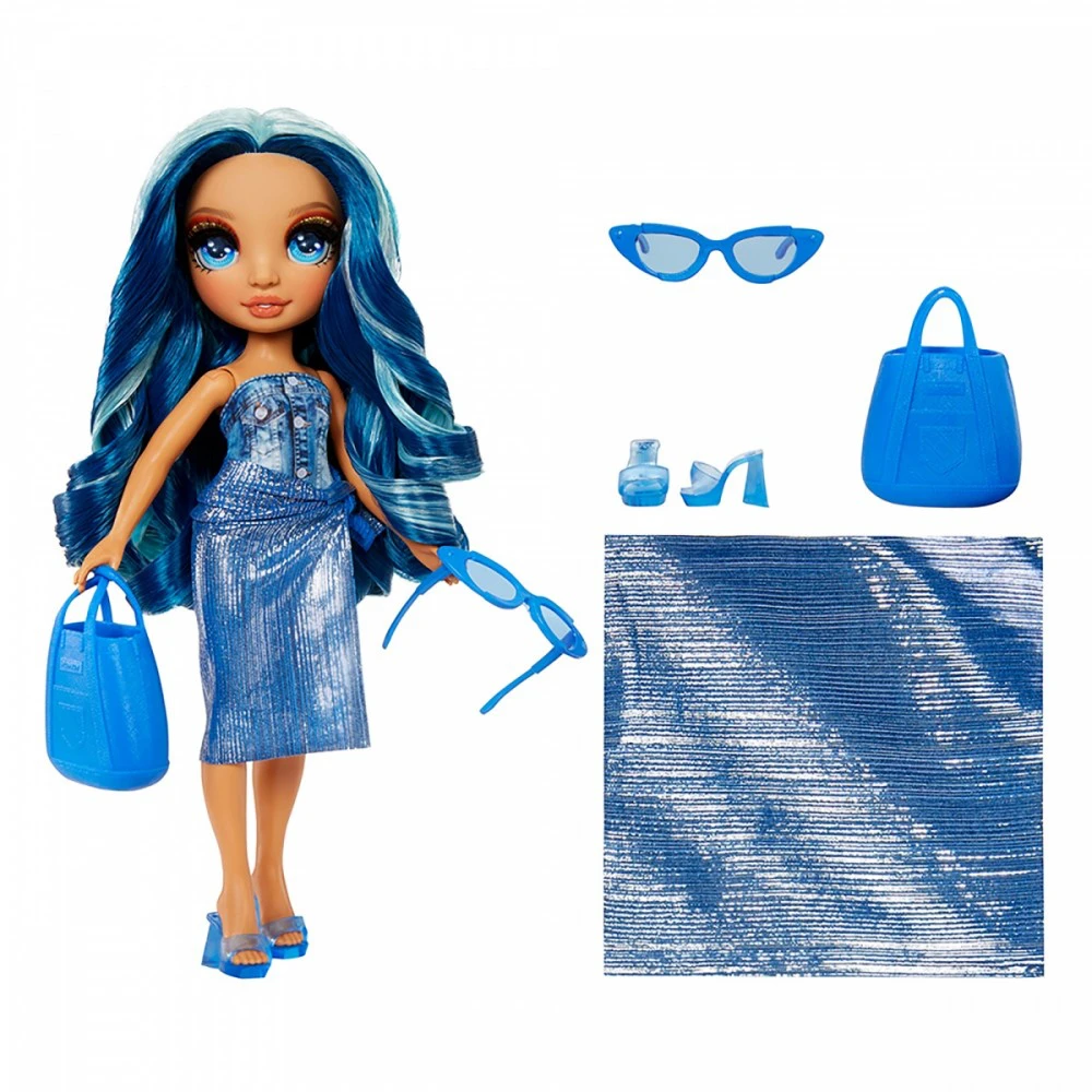 MGA 507307-EUC „Rainbow High Swim & Style“ madinga lėlė – Skyler (Mėlyna)