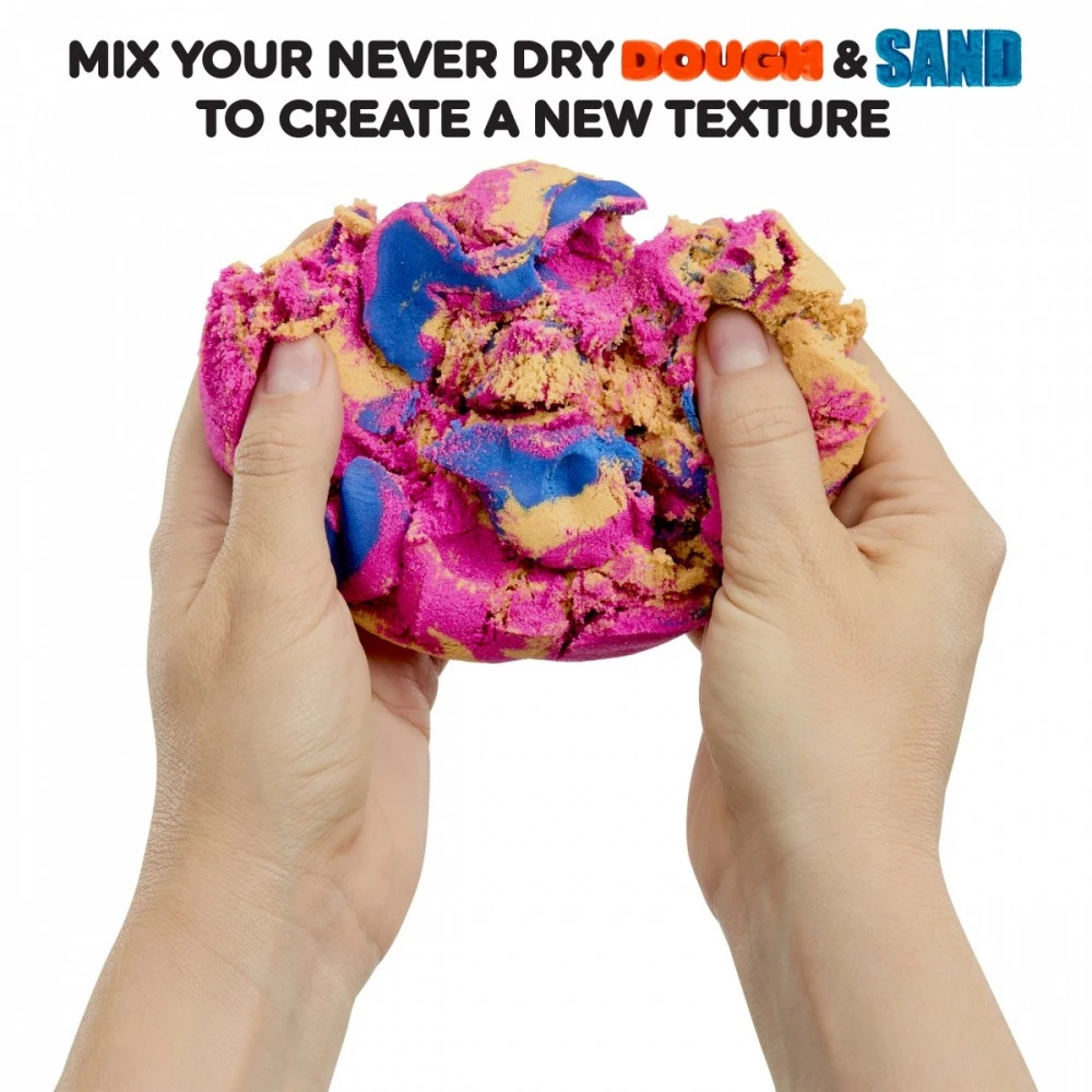 MGA WONDER FACTORY NEVER DRY Kinetinio smėlio ir modelino rinkinys „Mega Bag“
