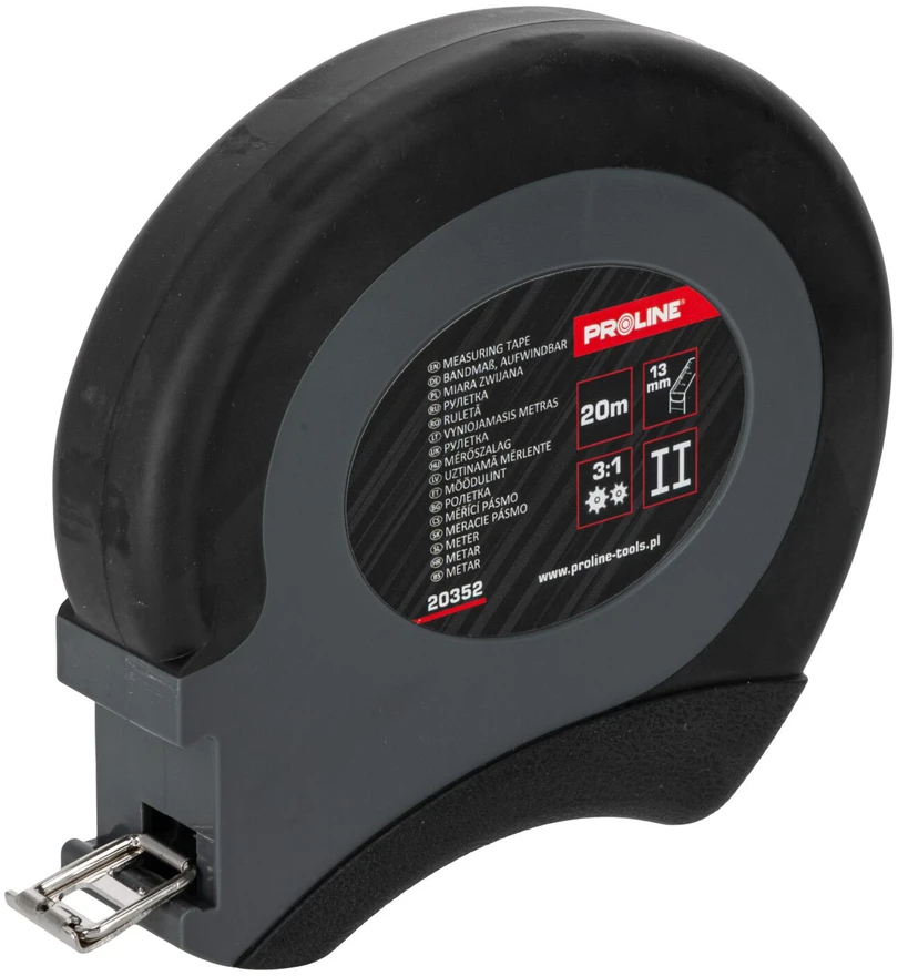 Proline Ritininė matavimo juosta 20 m x 13 mm plieninė matavimo juosta statybos metras