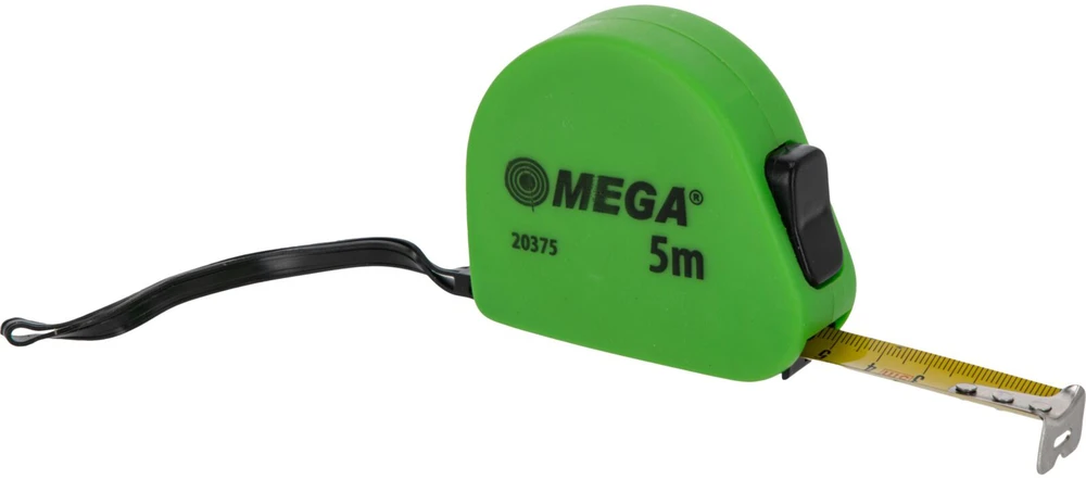 Mega Miara Matavimo juosta 5 m / 19 mm, 2 kamšteliai, PVC, minkšta