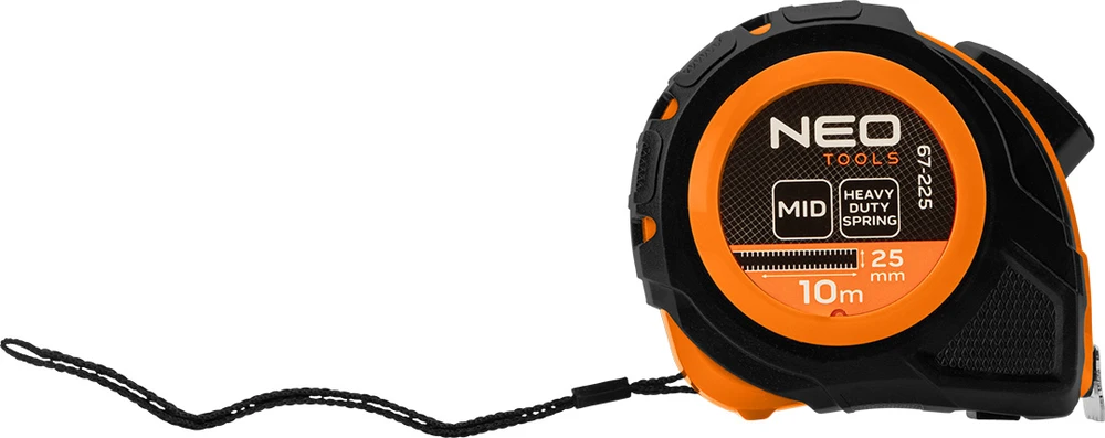 Miara Plieninė matavimo juosta 10 m x 25 mm, automatinis užraktas, du stabdymo mygtukai