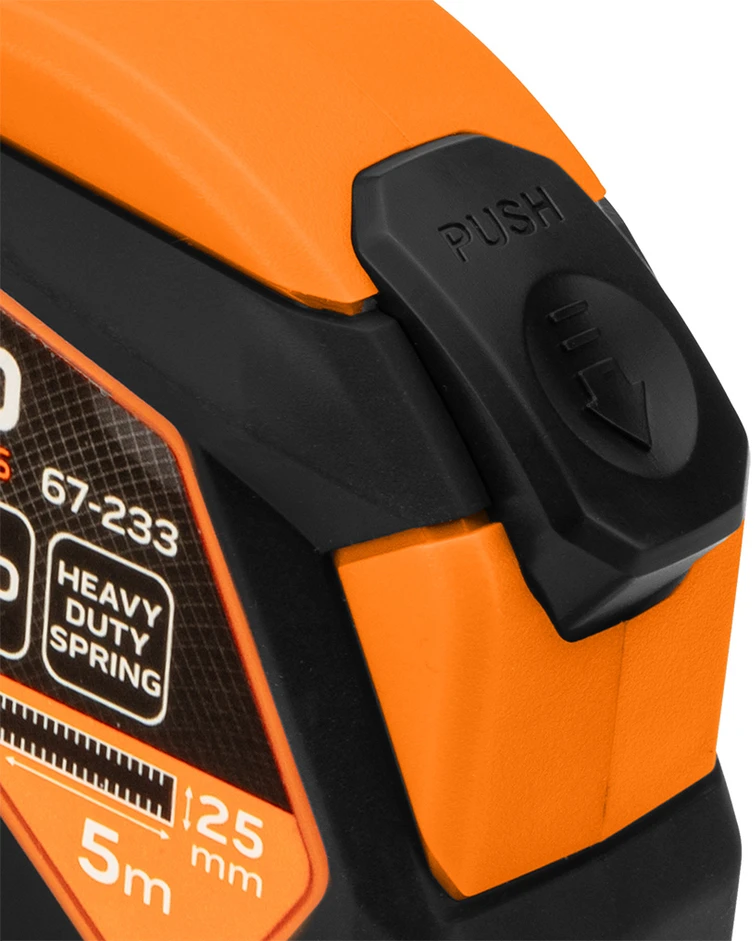 Miara Plieninė matavimo juosta 5 m x 25 mm, automatinis užraktas, stabdymo mygtukas, magnetas