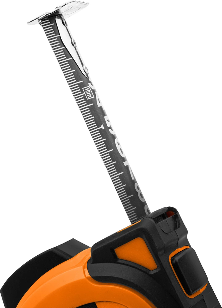 Miara Super juoda plieninė matavimo juosta 5 m x 19 mm, automatinis užraktas, du stabdymo mygtukai, magnetas