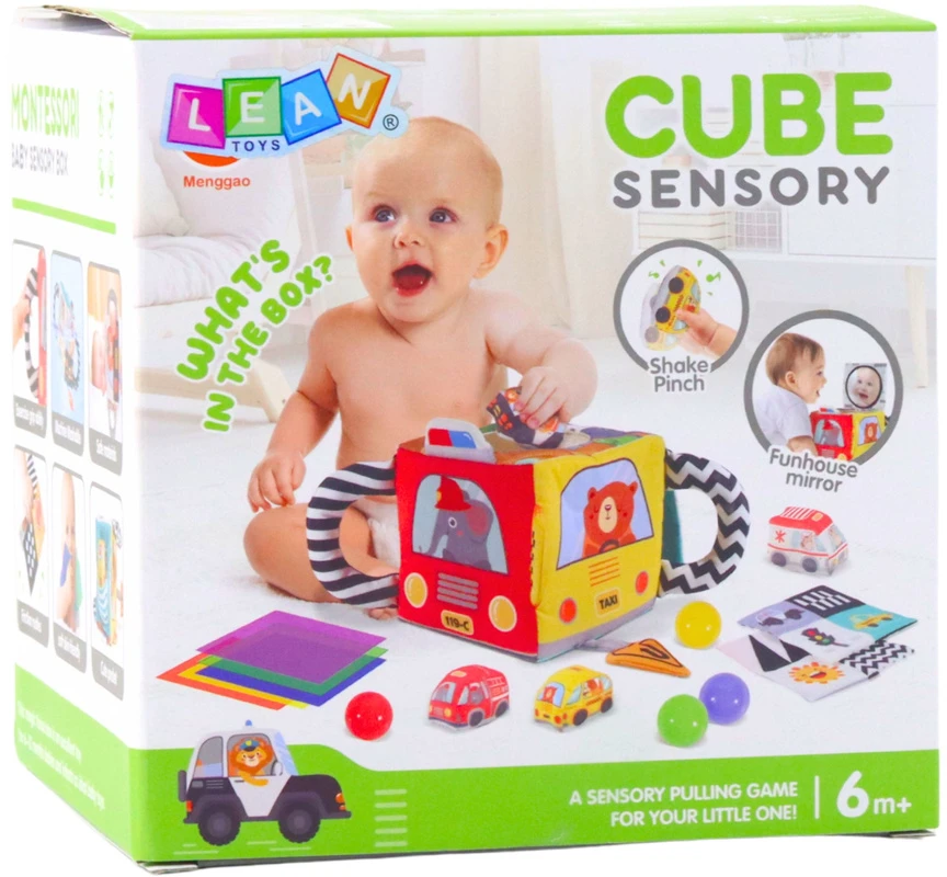 Lean Toys Minkštas sensorinis kubas su veidrodžiu 16x16x16 cm