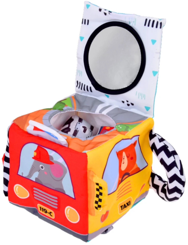 Lean Toys Minkštas sensorinis kubas su veidrodžiu 16x16x16 cm