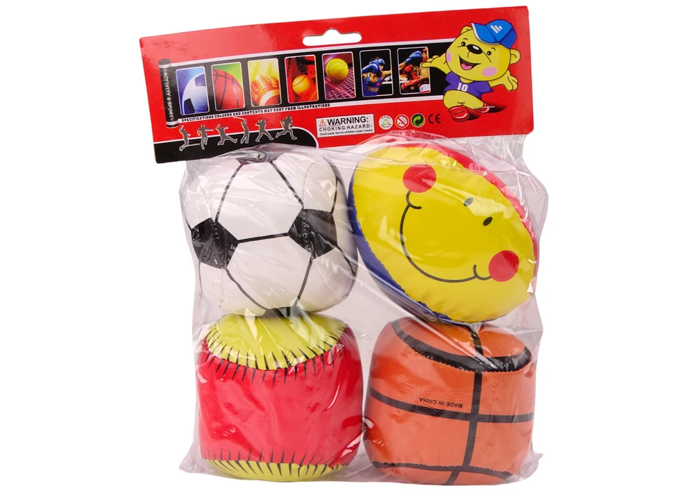 Lean Toys Minkšti sportiniai kamuoliai vaikams, 4 vnt.