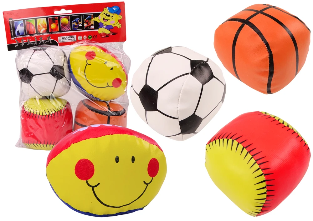 Lean Toys Minkšti sportiniai kamuoliai vaikams, 4 vnt.