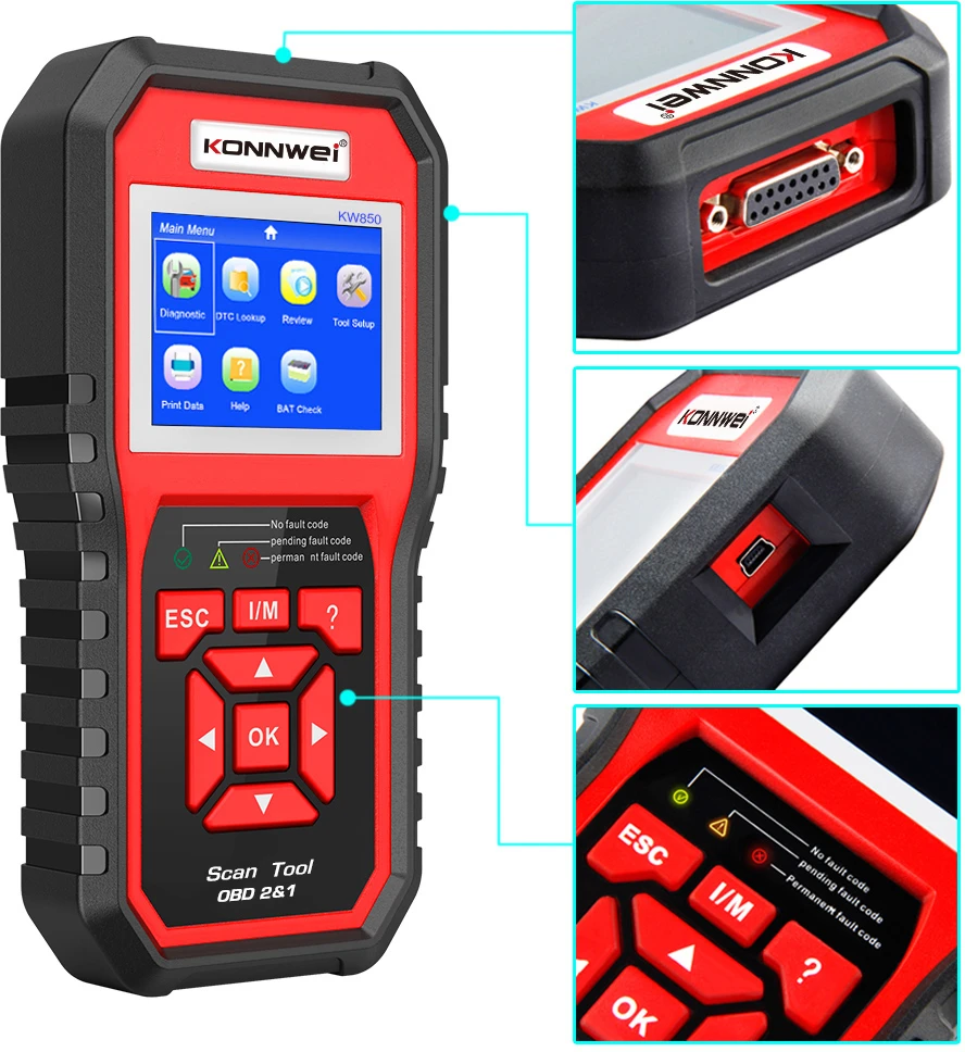 Miernik Diagnostinis matuoklis, Konnwei KW850 OBD2 skaitytuvas