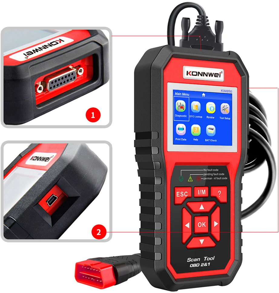 Miernik Diagnostinis matuoklis, Konnwei KW850 OBD2 skaitytuvas