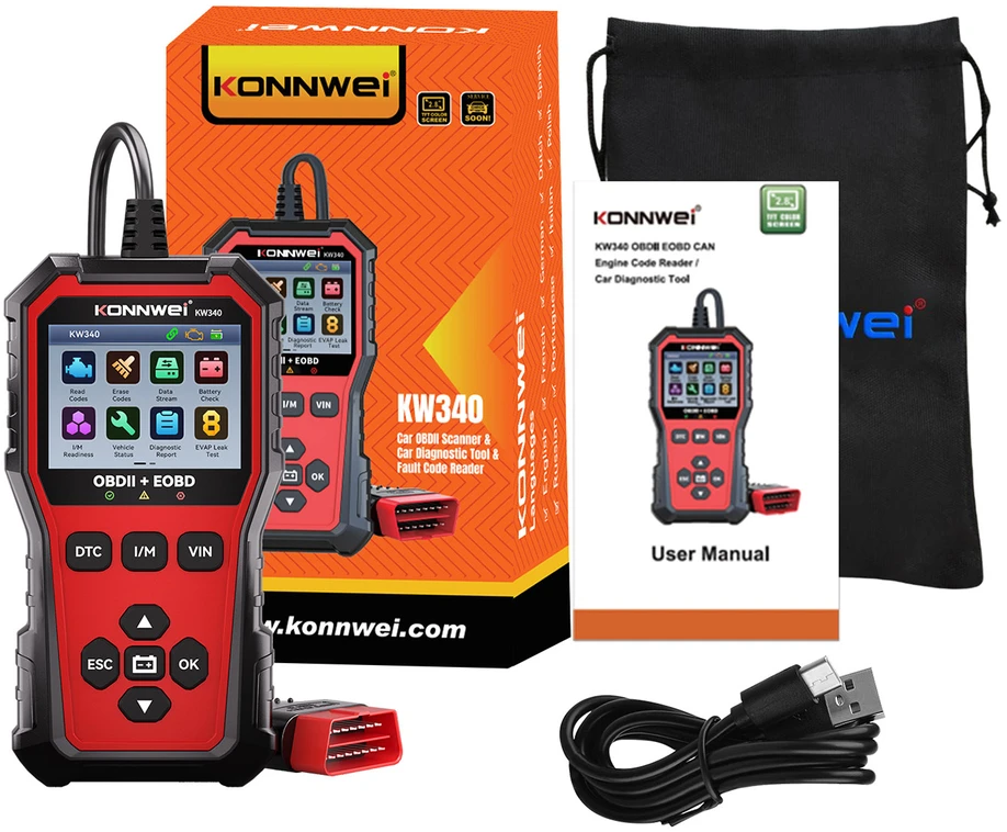 Miernik Diagnostinis matuoklis, OBD2 skaitytuvas Konnwei KW340