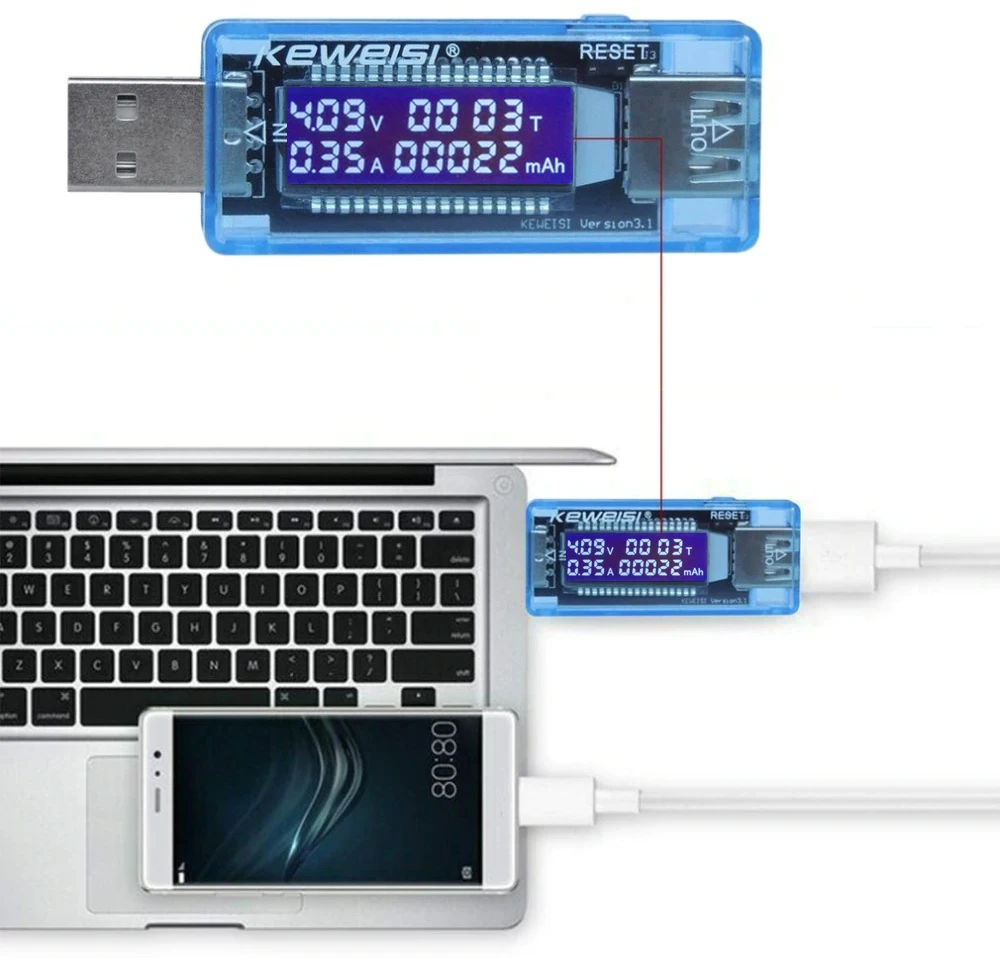Miernik USB voltmetras, ampermetras, įtampos testeris