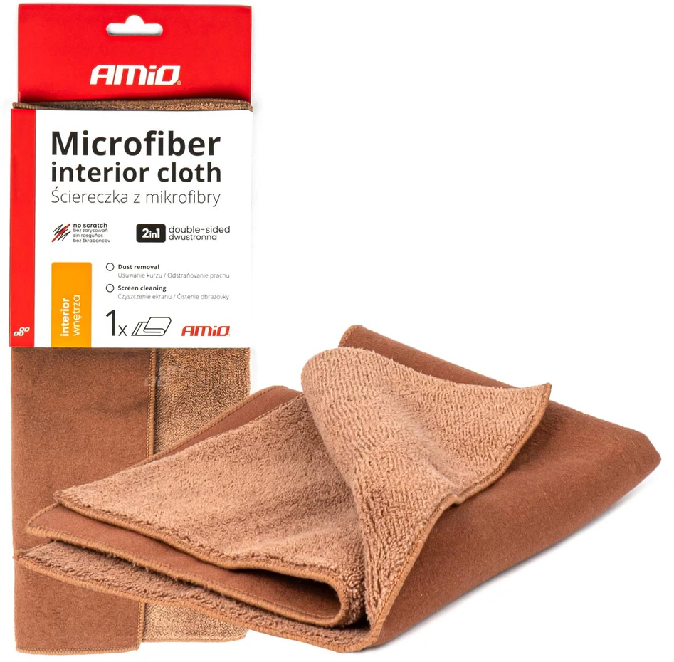 Mikropluošto šluostė 2in1 CORAL+SUEDE 30×30 cm, 500g/m², AMIO-03982