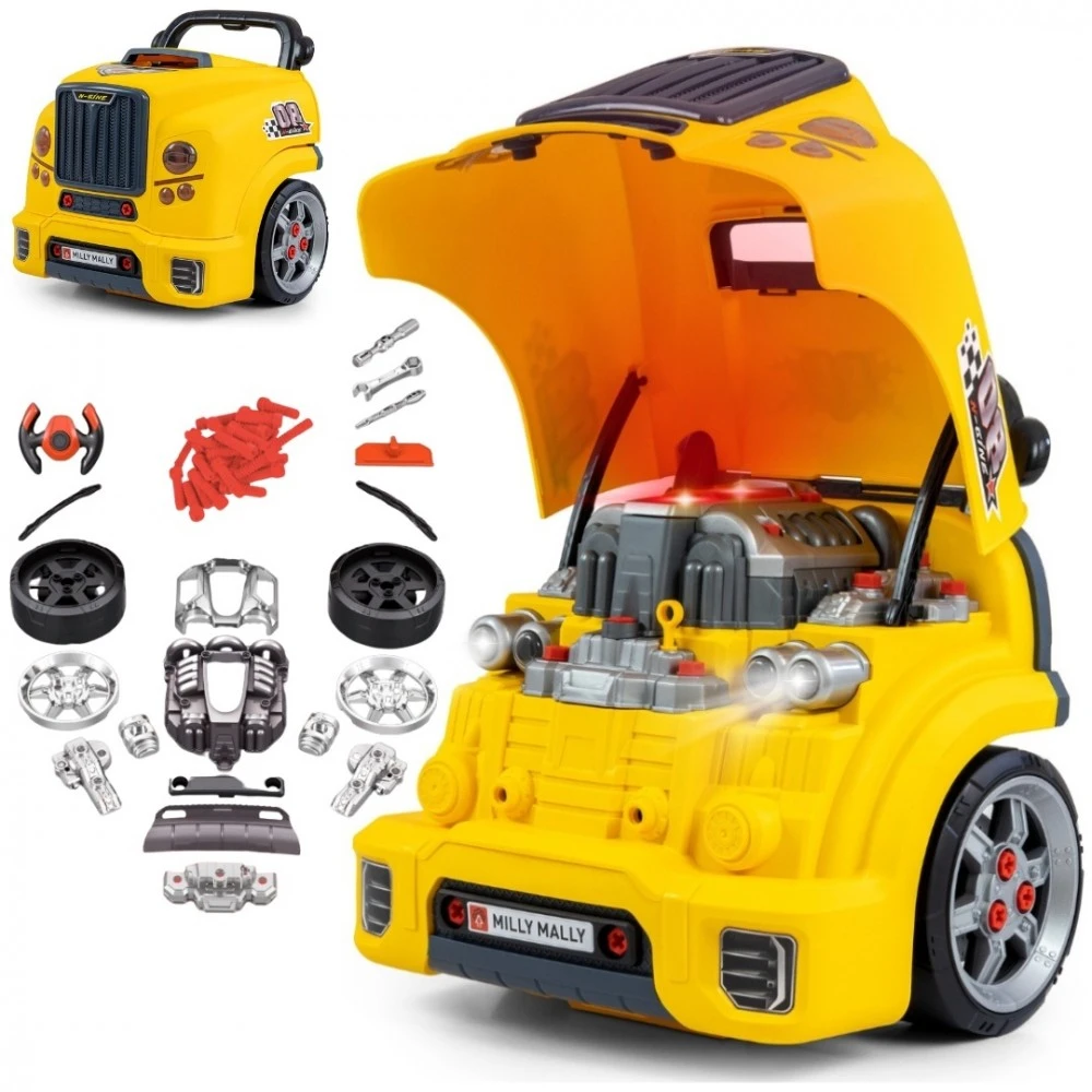 Milly Mally Rinkinys Mechanikų dirbtuvių rinkinys, išardytas variklis, n-gine, geltonas